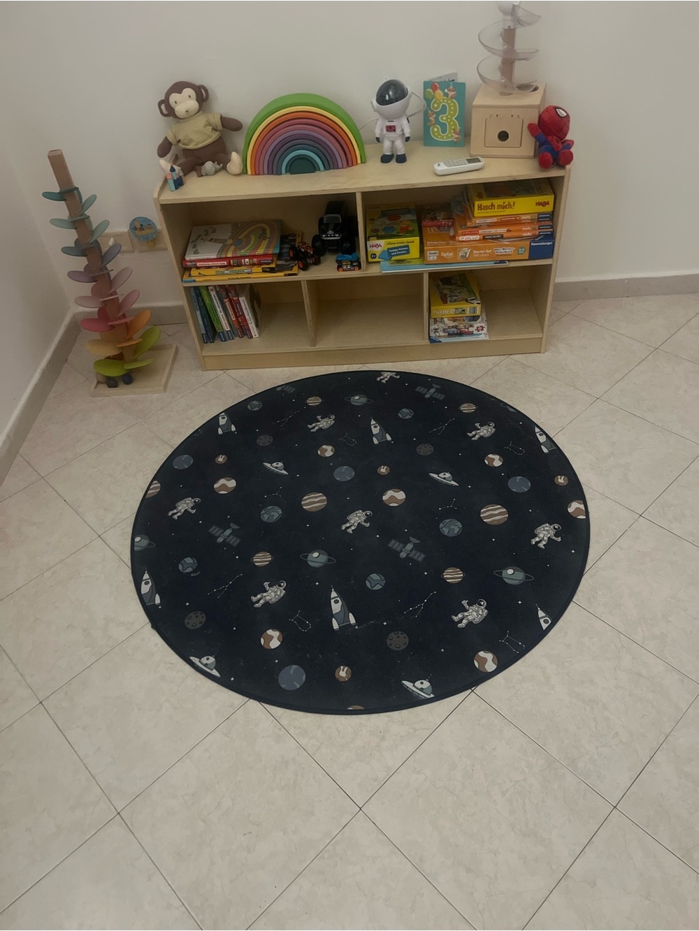 Kids Space Play Rug - Navy Blue glow on the dark